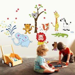 MUURSTICKER - BLAUWE OLIFANT - GIRAF - KOALA - JUNGLE DIEREN - WANDDECORATIE - KINDERKAMER - BABYKAMER - JONGEN - MEISJE