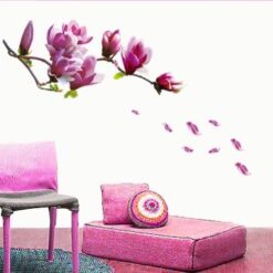 Muursticker magnolia bloem paars wanddecoratie