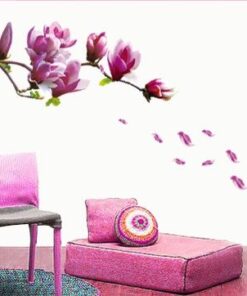 Muursticker magnolia bloem paars wanddecoratie