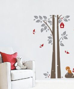 Muursticker Boom met Eekhoorntjes