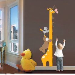 Muursticker giraffe, beer, vogel en vlinder groeimeter kinderkamer