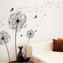 Muursticker Paardenbloemen met Vlinders Design