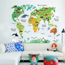 Muursticker Wereldkaart Dieren