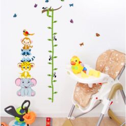 Muursticker groeimeter met schattige beesten vriendjes