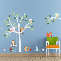 Muursticker Boom en Tak met Dieren