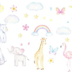 Alternative view of Muursticker Dieren Regenboog