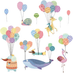Alternative view of Muursticker Dieren met Ballonnen