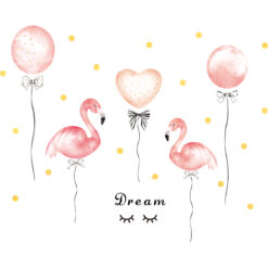 Alternative view of Muursticker Flamingo met Ballonnen
