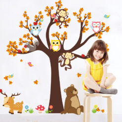 Muursticker Herfst Boom met Dieren