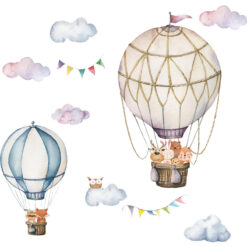 Alternative view of Muursticker Luchtballon met Dieren