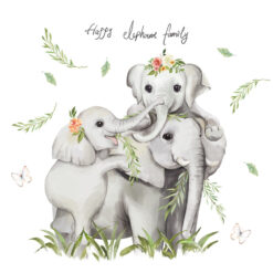 Alternative view of Muursticker Olifant Familie