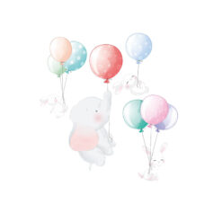Alternative view of Muursticker Olifant Konijnen Ballonnen