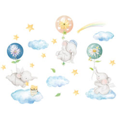 Alternative view of Muursticker Olifant Wolken Ballonnen