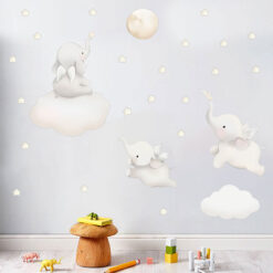 Muursticker Olifantjes in de Wolken