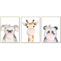 Alternative view of Muursticker Portret Panda Giraffe Koala