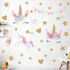 Muursticker Unicorn met Slingers