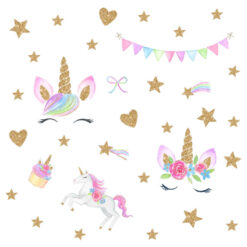 Alternative view of Muursticker Unicorn met Slingers
