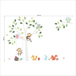 Alternative view of Muursticker Boom en Tak met Dieren